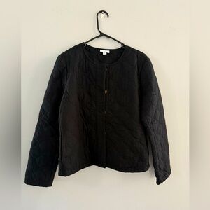 J. Jill Button Down Cardigan Sweater Lightweight Puffer Poncho Cotton Black M